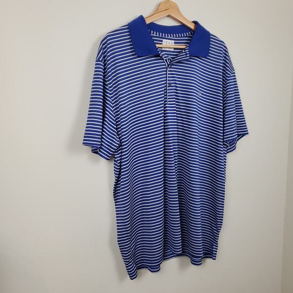 IZOD POLO GOLF SHIRT MEN'S SIZE XXL LOGO STRIPED BLUE WHITE SHORT SLEEVES CASUAL - Picture 3 of 15